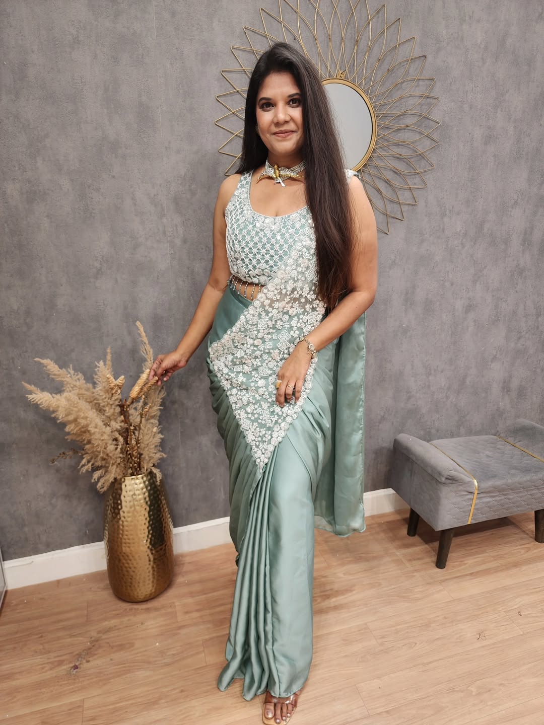 Shiny Rangoli Embroidered Sequin Western Party Ready-to-Wear Saree ...