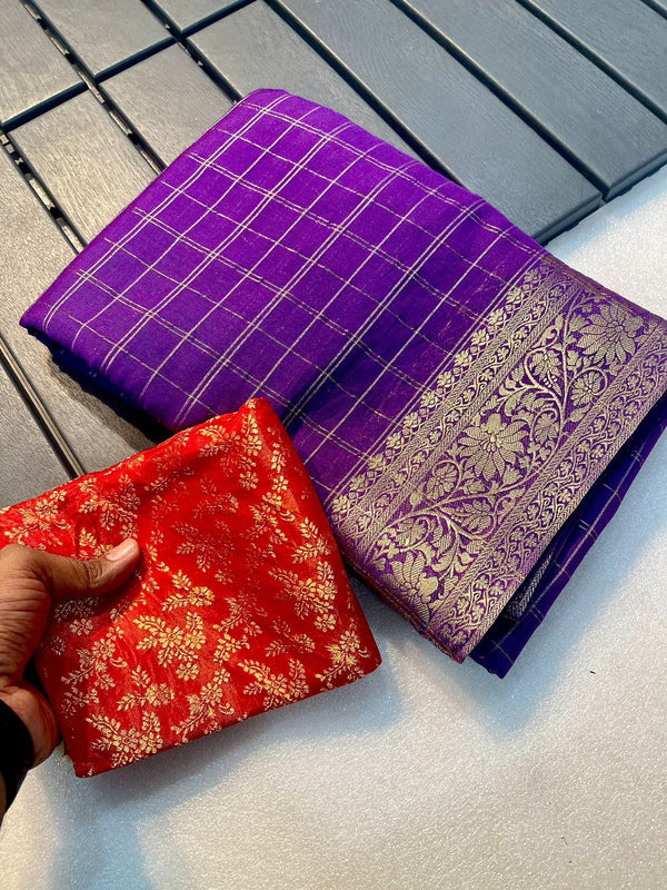 Ready-to-Wear Viscose Assam Silk Banarasi Saree | Effortless Elegance | Traditional Opulence