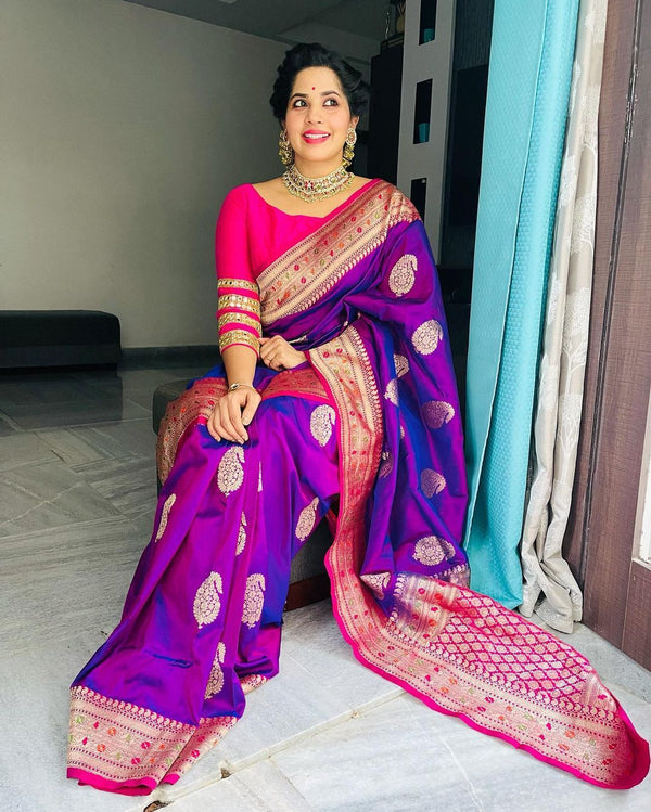 Ready-to-Wear Soft Banarasi Paithani Silk Saree | Effortless Elegance | Traditional Opulence