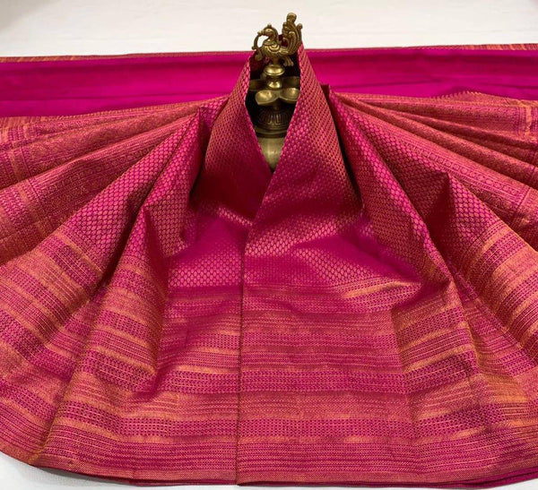 Ready-to-Wear Pink Soft Lichi Silk Banarasi Saree with Rich Pallu | Effortless Elegance | Luxurious Drapes