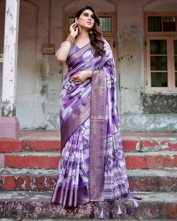 Ready-to-Wear Pure Silk Digital Printed Banarasi Saree | Effortless Elegance | Traditional Opulence