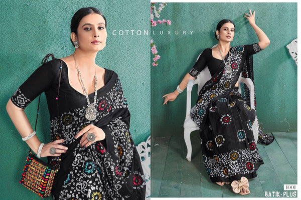 Ready-to-Wear Soft Pure Cotton Kalamkari Batik Printed Saree | Effortless Style | Casual Chic