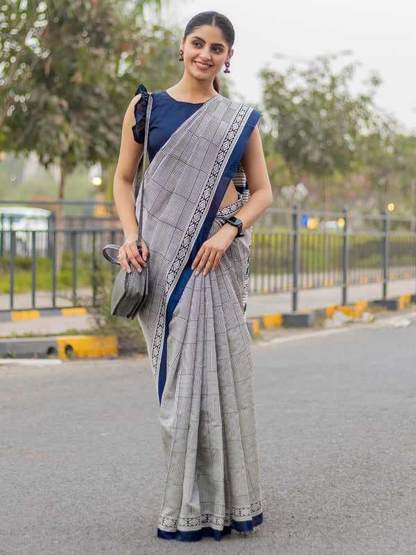 Elegant White Saree | Solid Pattern | Soft Pure Cotton | Office Ready to Wear
